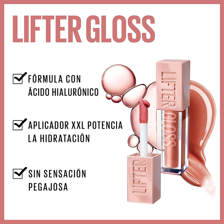 Maybelline New York Hyaluronic Acid Enriched Lip Gloss in Ice, 5.4 ml - For Plumper, Moisturised Lips