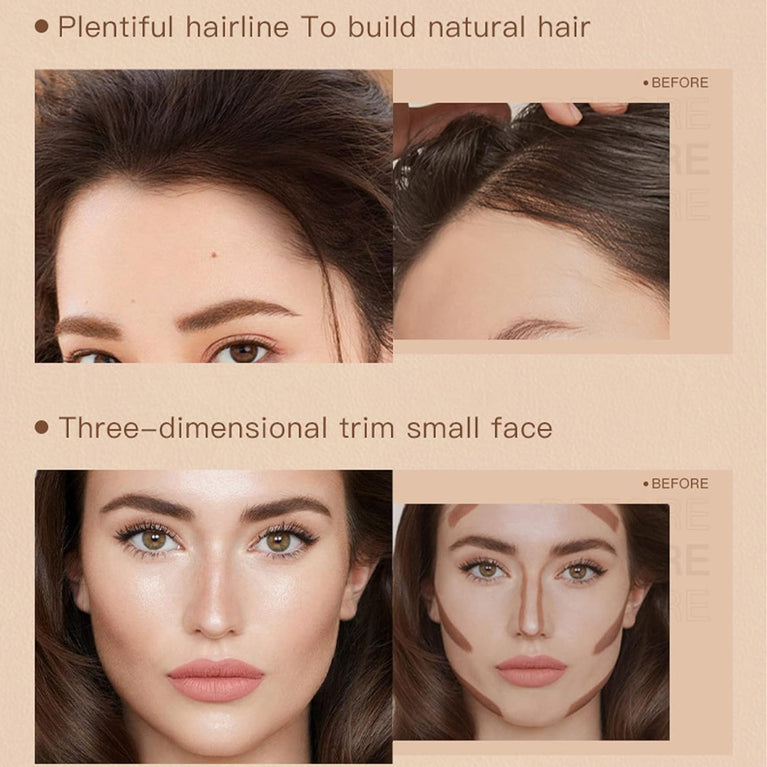 Hairline Powder Hair Root Touch Up, Instantly Conceals Hair Loss And Fills In Receding Hairlines Forehead Side Hair Filler Sweatproof Hairline Finishing Stick For Women Men (Medium Brown & Brown)