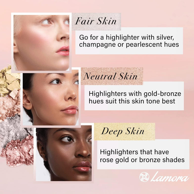 Vegan Glow - Hypoallergenic 4-Shade Shimmer Bronzer and Highlighter Palette with Mirror