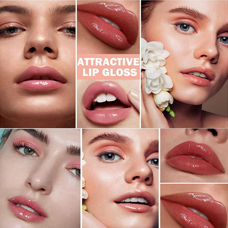 Long-Lasting Lip Stain & Plumping Gloss with Hydrating Formula, Tinted Balm for Smooth, Full, Lustrous Lips - Nude & Pink Tones (#803)