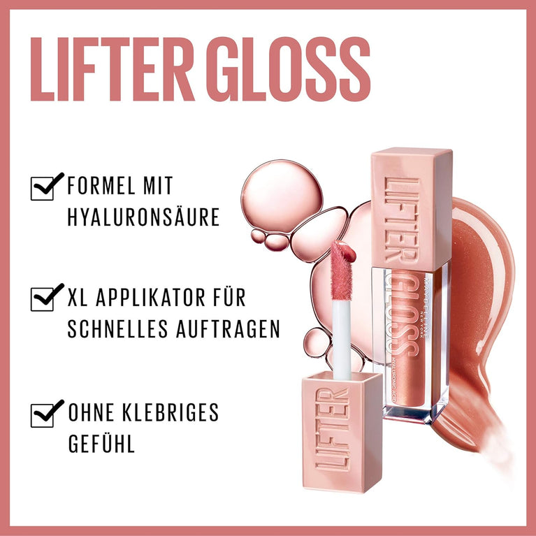 Maybelline New York Hyaluronic Acid Enriched Lip Gloss in Ice, 5.4 ml - For Plumper, Moisturised Lips