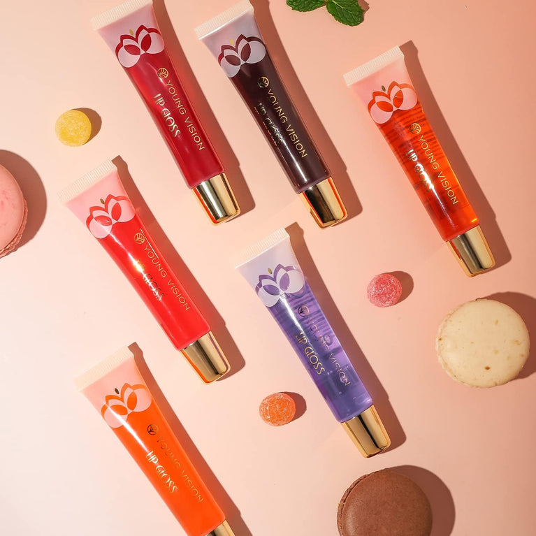 6-Shade Glass Mirror Lip Gloss Kit with Plumping & Hydrating Formula - Assorted Flavors