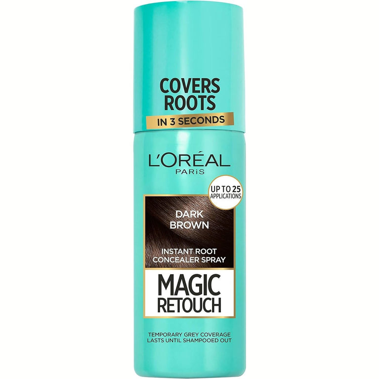L'Oréal Magic Retouch Instant Root Concealer Spray, Ideal for Touching Up Grey Root Regrowth, 75 ml, Colour: Dark Brown