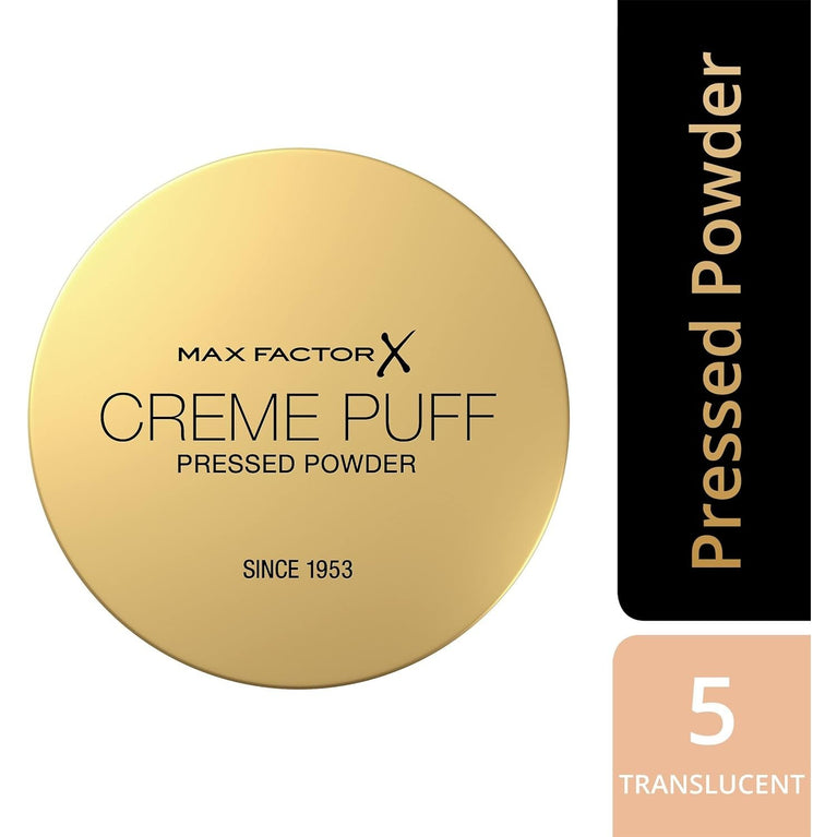 Max Factor Translucent Crème Puff Pressed Powder for Flawless Finish and Shine Control, 14g