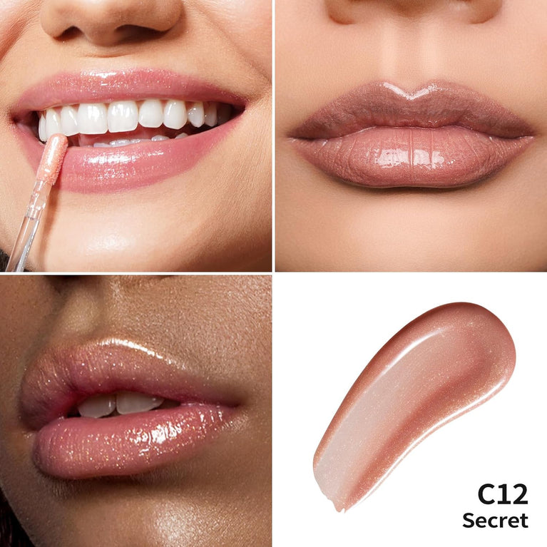 Oulac 2-in-1 Lip Gloss and Lip Oil with Moisturizing Shine Effect | Vegan & Cruelty Free Lip Care Solution for Dry Lips | Glossy Shimmer and Glitter Finish, C12