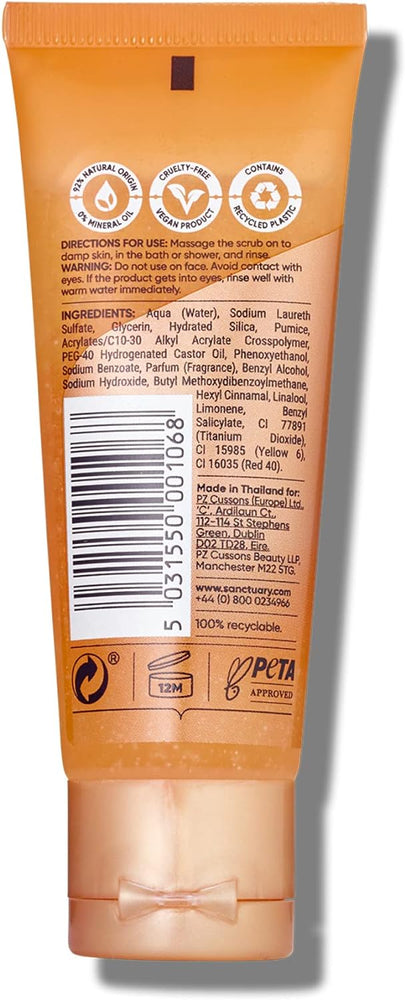 Sanctuary Spa Body Scrub Natural Pumice and Essential Oils, Vegan and Cruelty Free, 50ml, Orange