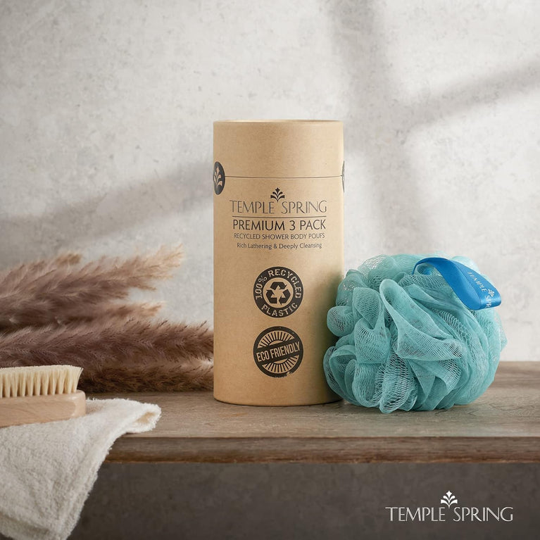 Eco-Friendly Ocean Blues Shower Pouf Multi-Pack