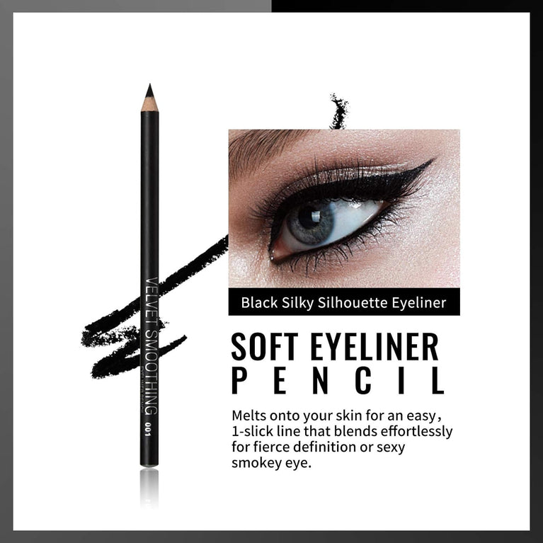 Erinde 12-Piece Black Eyeliner & Eyeshadow Pencil Set - Waterproof, Matte, Soft, Hypoallergenic, Easy-to-Apply Eye Makeup, Suitable for Sensitive Skin
