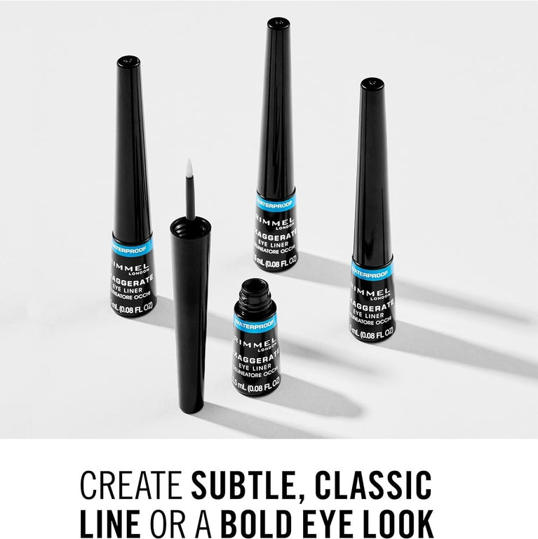 RIMMEL LONDON Scandal'eyes Dramatic Liquid Eyeliner - Waterproof & Smudge-proof - Intense Pigmentation & Matte Finish - 001 Black - 2.5ml