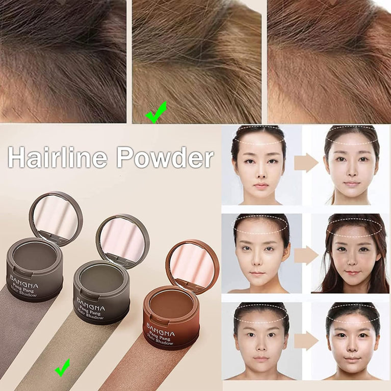 Hairline Powder Hair Shadow Powder, Dark Gray Hair Root Dye Shadow Cover, Instantly Windproof Sweatproof Hair Touch-Up for Thin Hair Grey Hairline Quick Cover Unisex (Light Brown)