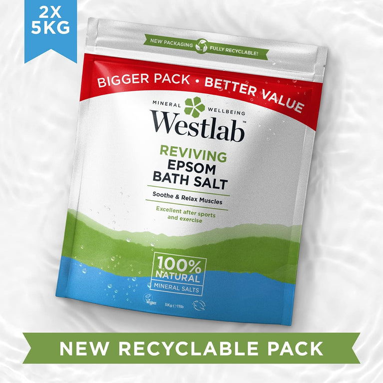 Epsom Salt - 10kg Resealable Pouch - 100% Natural and Unscented Mineral Bath Salts