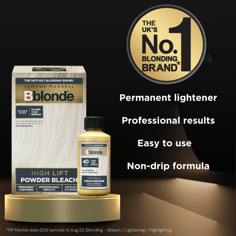 Jerome Russell Bblonde Cream Peroxide - High Lift, Medium to Dark Brown Hair, 40 Volume, 12% Strength, 75ml