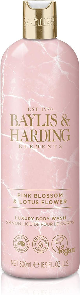 Luxurious Baylis & Harding Elements Pink Blossom & Lotus Flower Body Wash - 500 ml (Pack of 4)