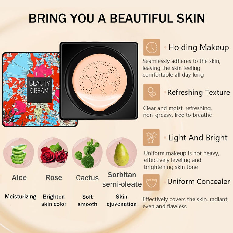 Soft Touch Mushroom Sponge CC & BB Cream Foundation with Natural Plant Extracts