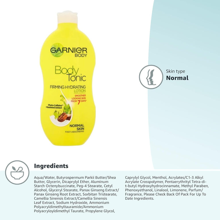 Garnier Body Tonic Firming Body Lotion with Phyto-Caffeine and Seaweed Extract, 400ml