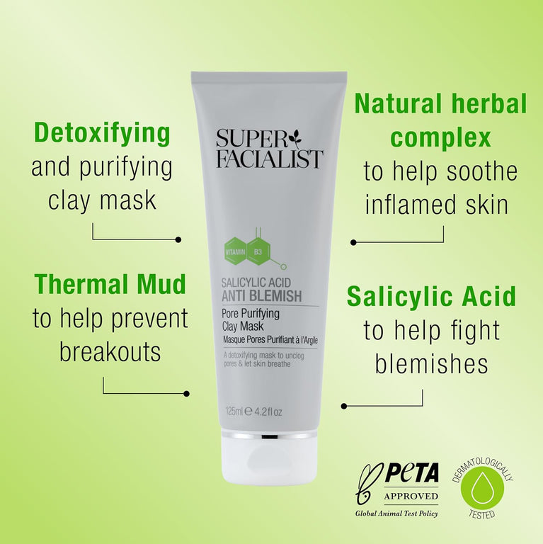 Salicylic Acid Anti Blemish Pore Purifying Clay Mask - Acne Treatment & Blackhead Remover