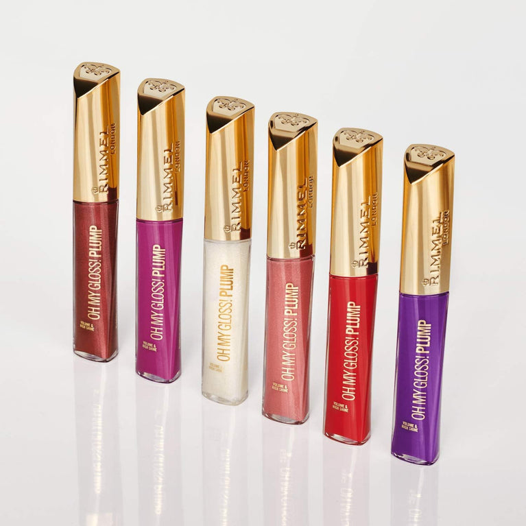 Rimmel London 3D Effect Oh My Gloss Plump Lip Shine in 500 Saucy - 6ml with Moisturising Oils for Ultra Bright, Soft Lips
