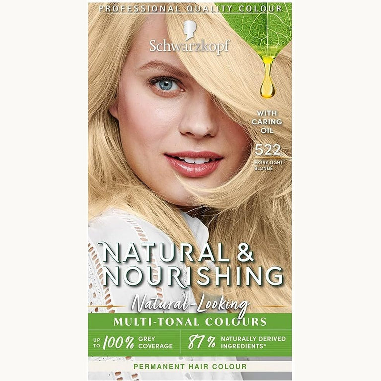 Natural & Nourishing Extra Light Blonde Hair Dye by Schwarzkopf featuring Vegan ingredients and cold-pressed oil for nourishment