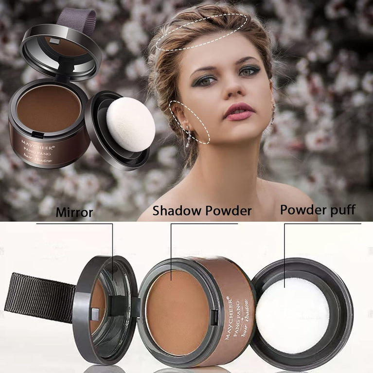 Instantly Hairline Shadow,Hairline Powder,Root Touch Up Quick Cover Brown Hair Root Concealer for Hairline,Shadow,Eyebrows, Beard,Waterproof,Lithe,Portable,Nautral,Long Lasting,with Mirror &Puff