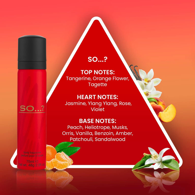 So...? Iconic Body Fragrance Spray Bundle 75ml (Pack of 6)
Embrace Confidence and Elegance: So...? Iconic Body Fragrance Spray Collection