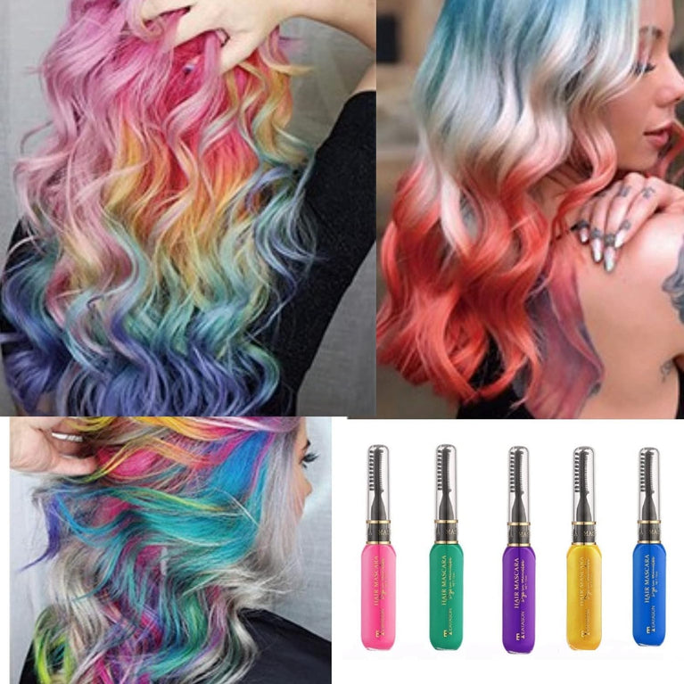 5PCS Coloured Hair Spray Wash Out Kids,Pink Hair Dye,Blue Hair Spray Colour For Kids,Pink Hair Spray Wash Out,Hair Mascara, Kids Hair Dye Pray,Colour Hair Sprays Kids Wash Out,Wash In Hair Colour