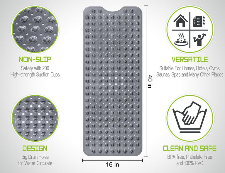 YOLIFE Extra Long Bathtub Mat for Safe and Relaxing Bathing Experience