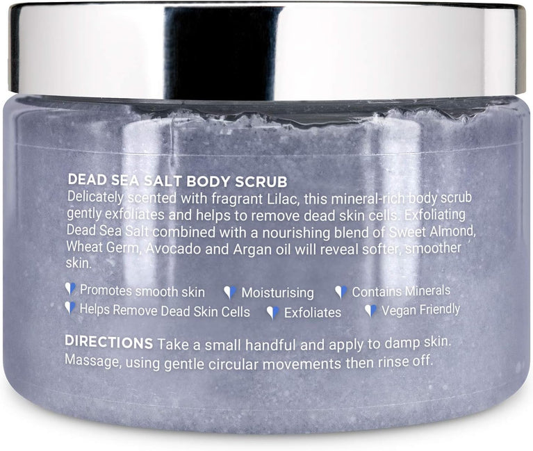 PraNaturals Dead Sea Salt & Lilac Body Scrub 500G – Hydrating & Moisturising, For soft & nourished skin, Delicate floral fragrance, Rich in natural oils & minerals, No Parabens, Vegan & Cruelty Free