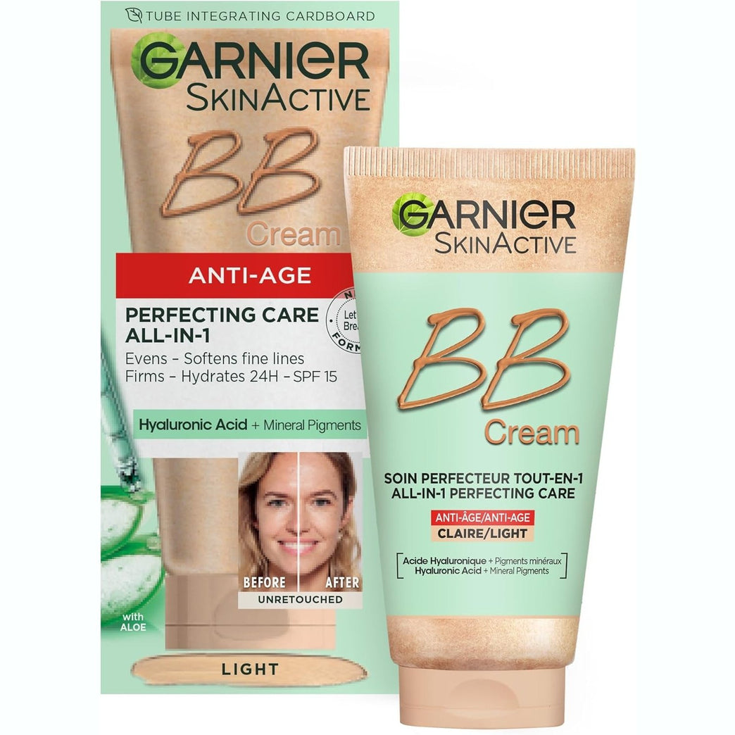 Garnier SkinActive Hydrating BB Cream with SPF15, Anti-Aging Properties, and Mineral Pigments for Radiant Skin, 50 ml - Pack of 1