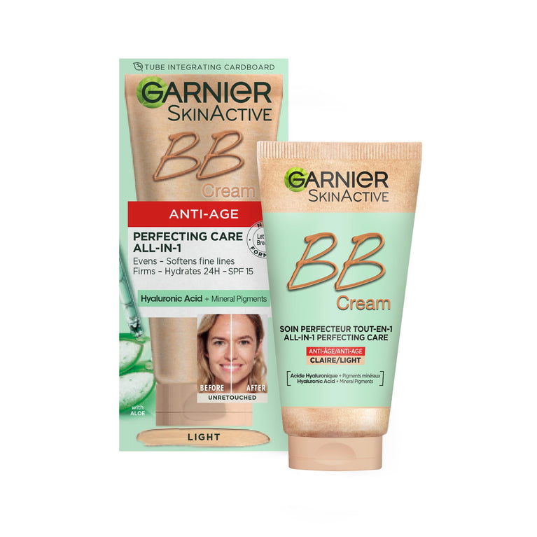 Garnier SkinActive Hydrating BB Cream with SPF15, Anti-Aging Properties, and Mineral Pigments for Radiant Skin, 50 ml - Pack of 1