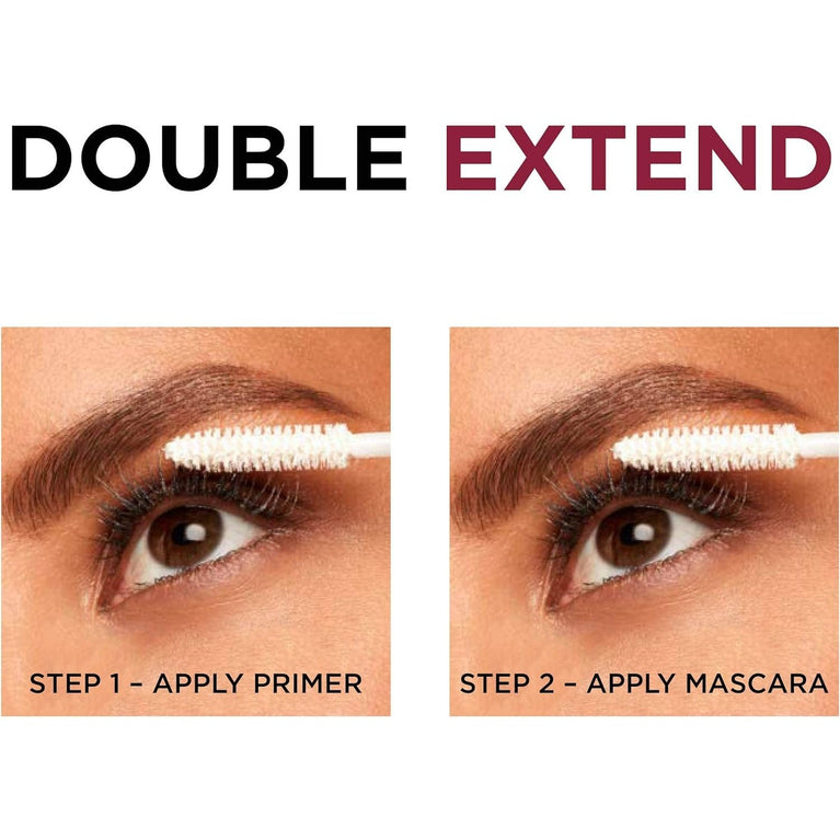 L'Oreal Paris Fiber-Enriched Lengthening Mascara in Black, 0.33 Ounces - Double Extend Beauty Tubes for Smudge-Free Lash Extension Effect