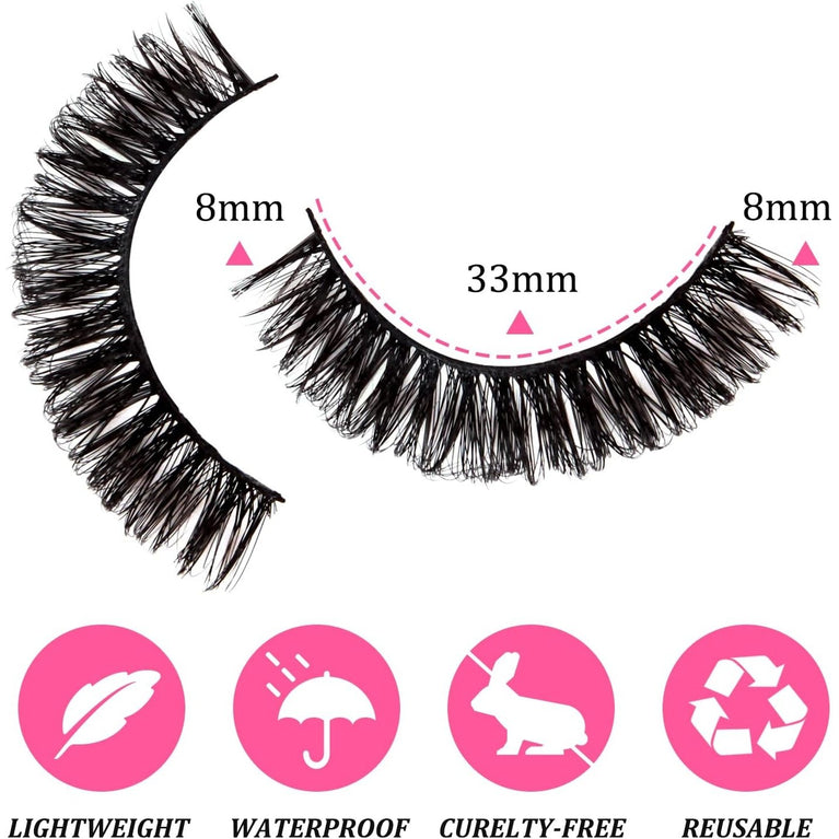 Russian DD-Curl Reusable Faux Mink Eyelashes: Fluffy, Long & Dramatic Handmade Strip Lashes, 10 Pairs, Natural Look (DH0603)