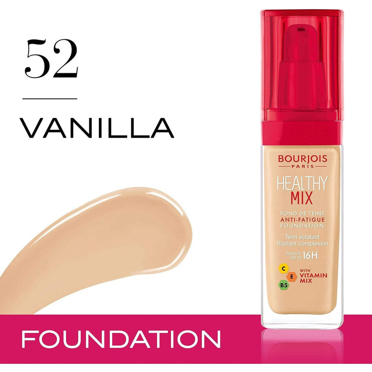 Bourjois Radiant Finish Anti-Aging Liquid Foundation with Hydrating Properties - 52 Vanilla, 30ml