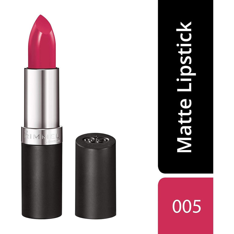 Kate Moss Collection High-Intensity Rosy Pink Lipstick by Rimmel London, Long-Lasting Finish, 4g (Pack of 1)