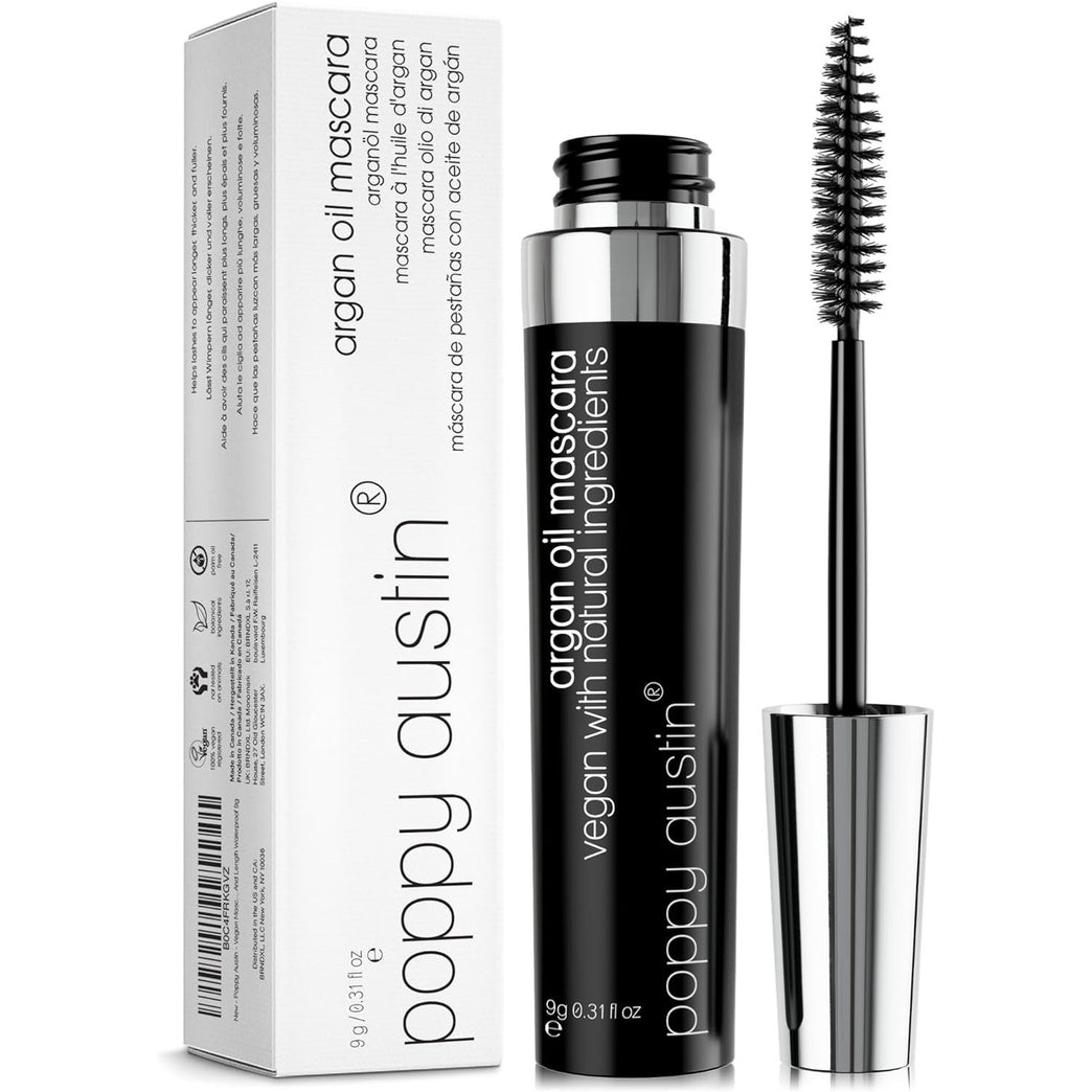 Poppy Austin 24-Hour Vegan and Organic Volumising Mascara - Hypoallergenic, Smudge-Resistant, and Waterproof for Sensitive Eyes (9 Gram)