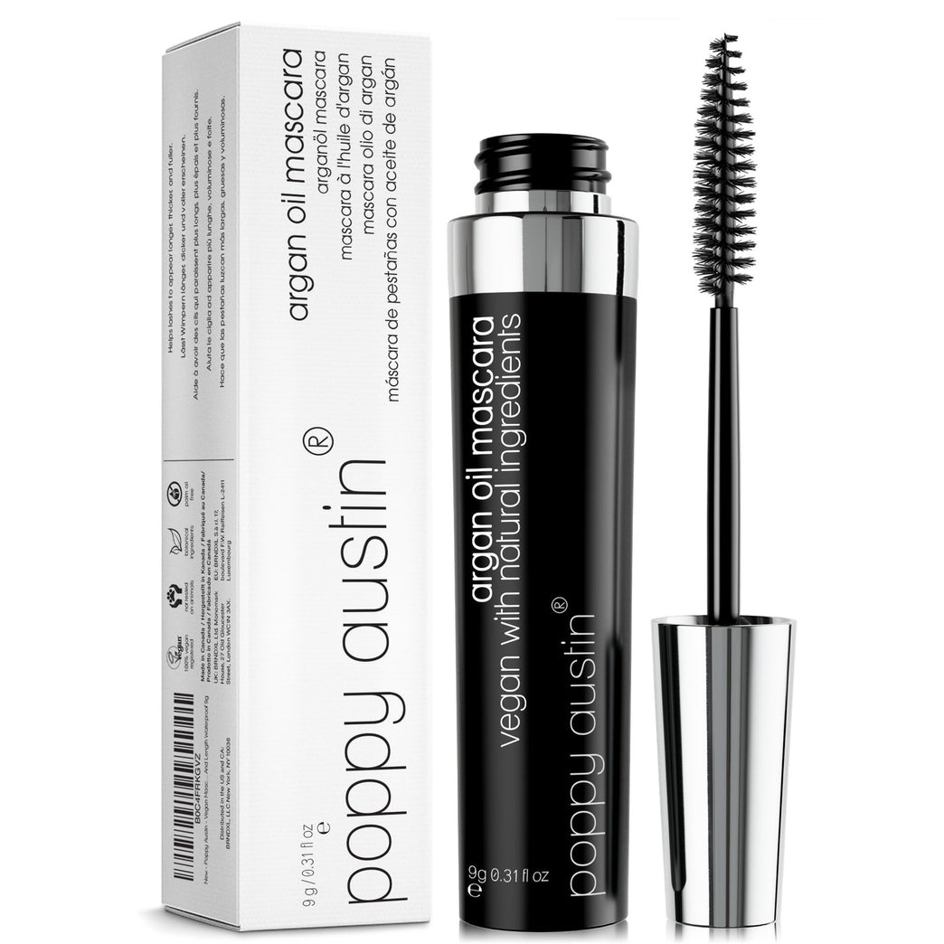 Poppy Austin 24-Hour Vegan and Organic Volumising Mascara - Hypoallergenic, Smudge-Resistant, and Waterproof for Sensitive Eyes (9 Gram)