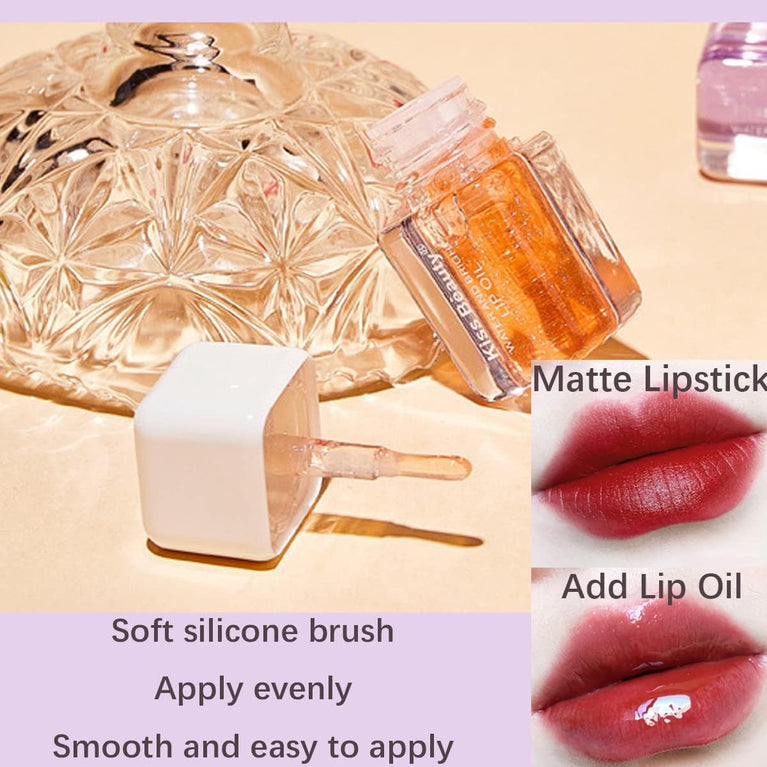 4-Piece Shimmering Lip Gloss and Balm Set - Hydrating and Plumping Lip Care Set with Transparent Toot Lip Oil, Moisturizing Lipstick, and Tinted Lip Tint Makeup