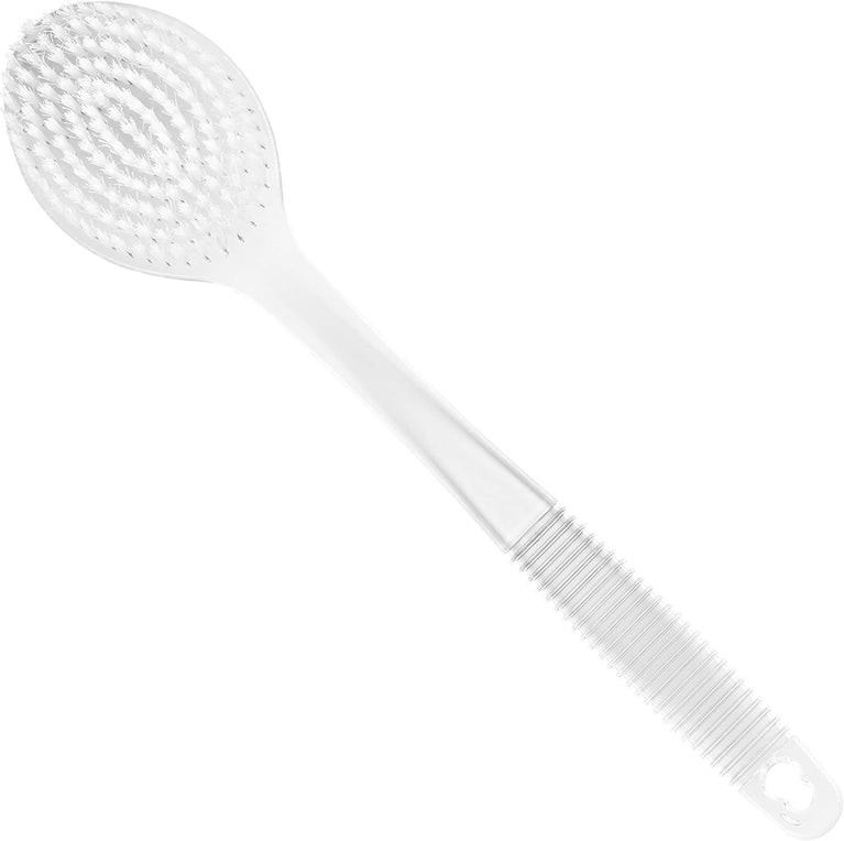 White Long Handled Spa Shower Brush for Exfoliating and Massage