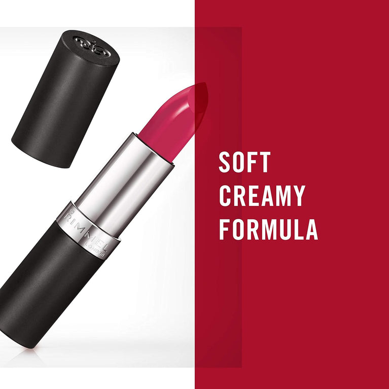 Kate Moss Collection High-Intensity Rosy Pink Lipstick by Rimmel London, Long-Lasting Finish, 4g (Pack of 1)