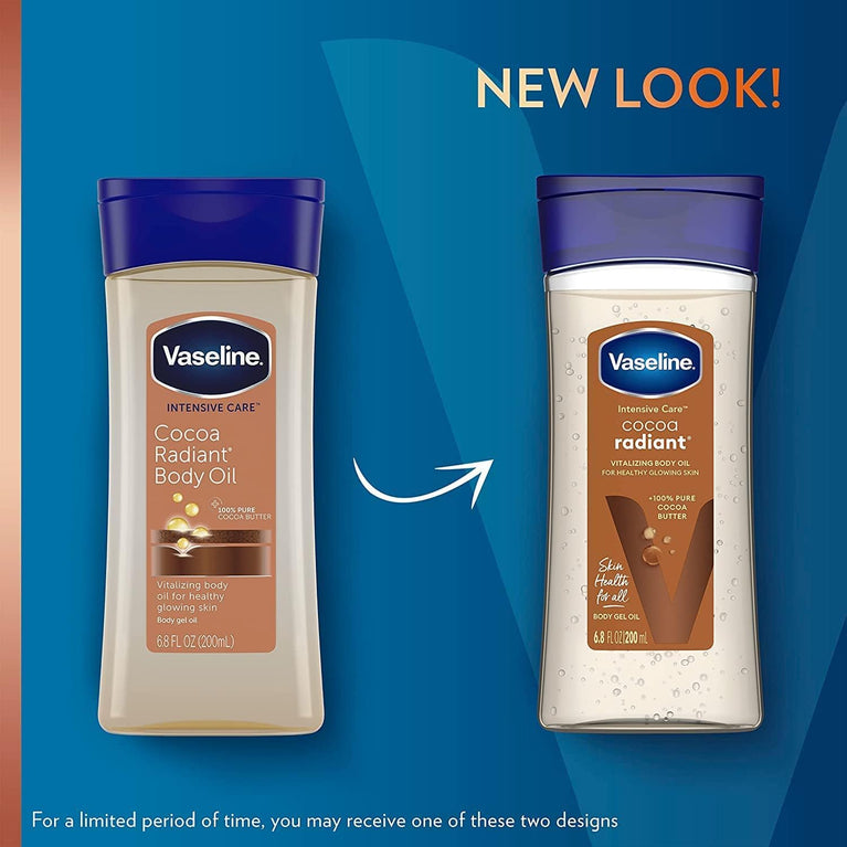Vaseline Cocoa Radiant Body Gel Oil for Intensive Moisture, 6.8 Ounce