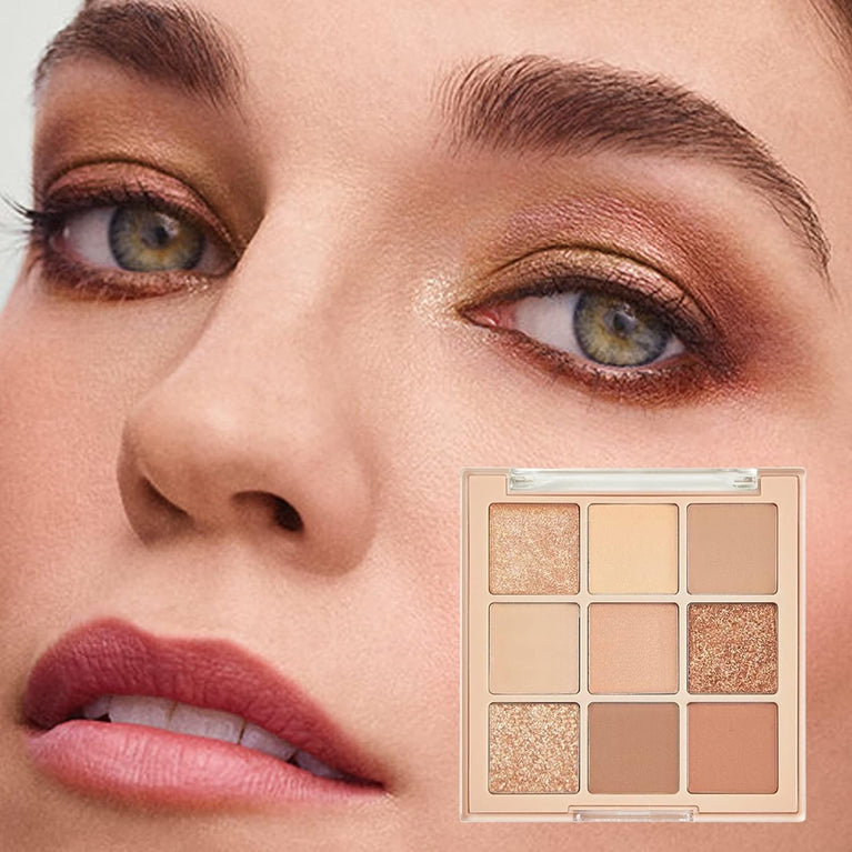 9-Shade Smoky Eyeshadow Palette - High Pigmented, Waterproof & Long-Lasting Matte and Shimmer Shadows in Neutral Tones
