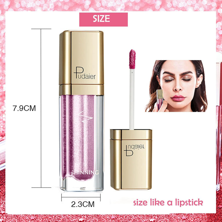 High-Impact Shimmer Eyeshadow & Liner Duo Pen, Glitter Pigment Infused, Quick-Drying Waterproof Metallic Gloss Eye Makeup, Add Sparkle to Your Look (Soft Pink)