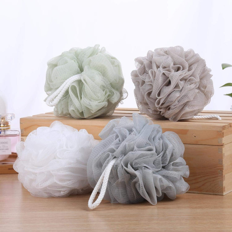 Tbestmax 4 Pack Mesh Pouf Bath Sponge - Gentle Exfoliating Shower Balls