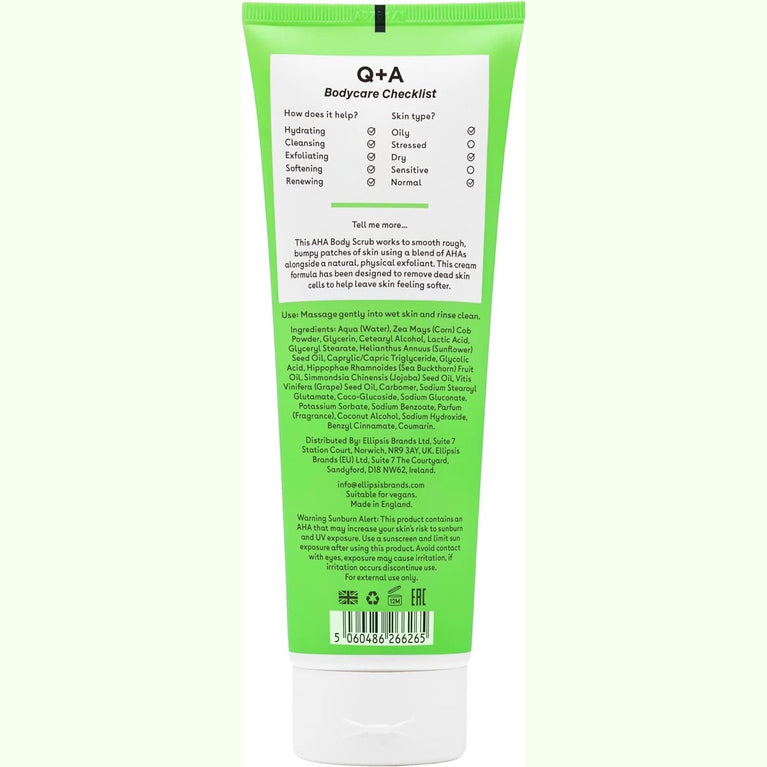 AHA Exfoliator Body Scrub with Lactic Acid and Glycolic Acid, Golden Vanilla + Coconut Scent, 250ml