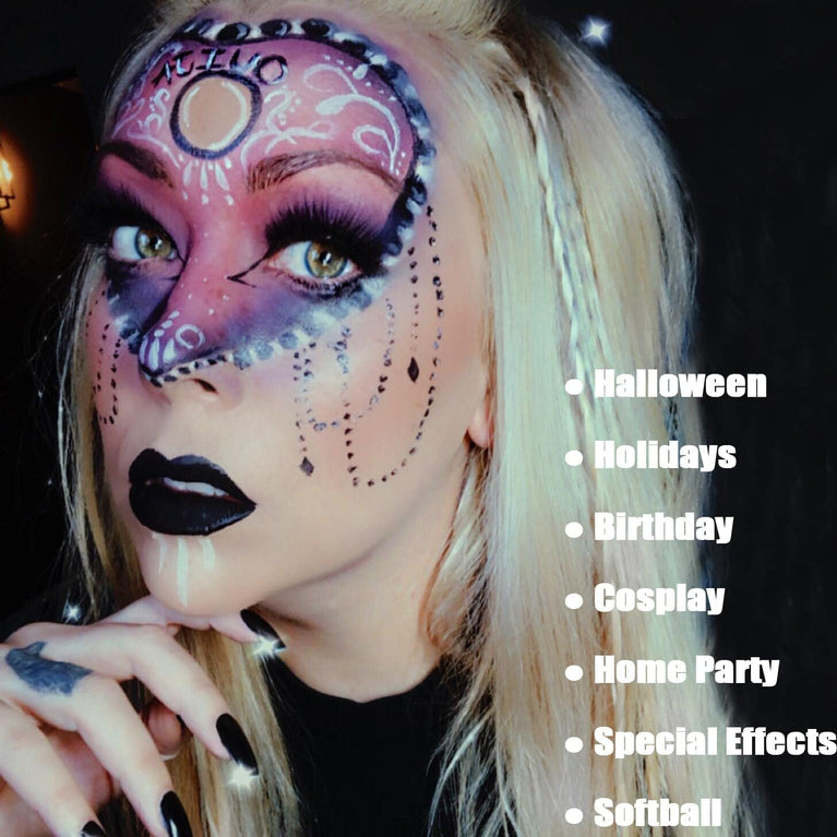 CCBeauty 24-Color Professional Oil-Based Face and Body Paint Kit with 10 Specialty Brushes for Halloween and Party Makeup