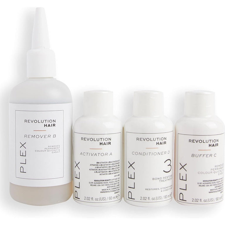 Revolution Haircare London, Plex Hair Colour Remover, Damage Free, & High Strength Hair Dye Remover, Easy to Follow 5 Step Process, Package Contains 4 x 60 ml