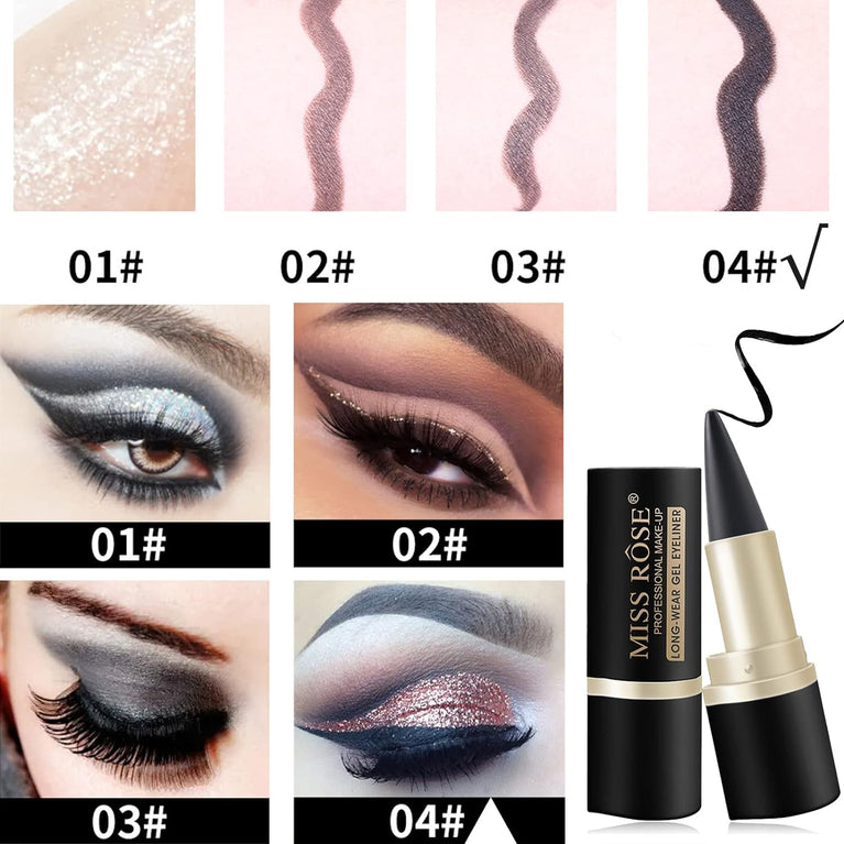 24-Hour Waterproof and Smudge-Proof Black Eyeliner Pencil with Matte Finish for Eye Makeup and Body Art (04#Black)