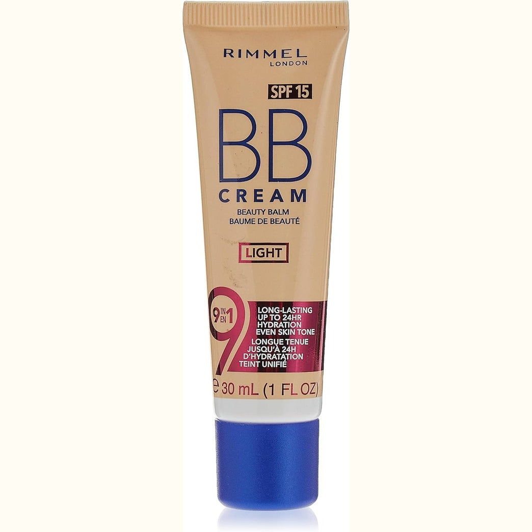 Rimmel London 9-in-1 Skin Perfecting & Brightening BB Cream, Light Tone, 30ml, Pink