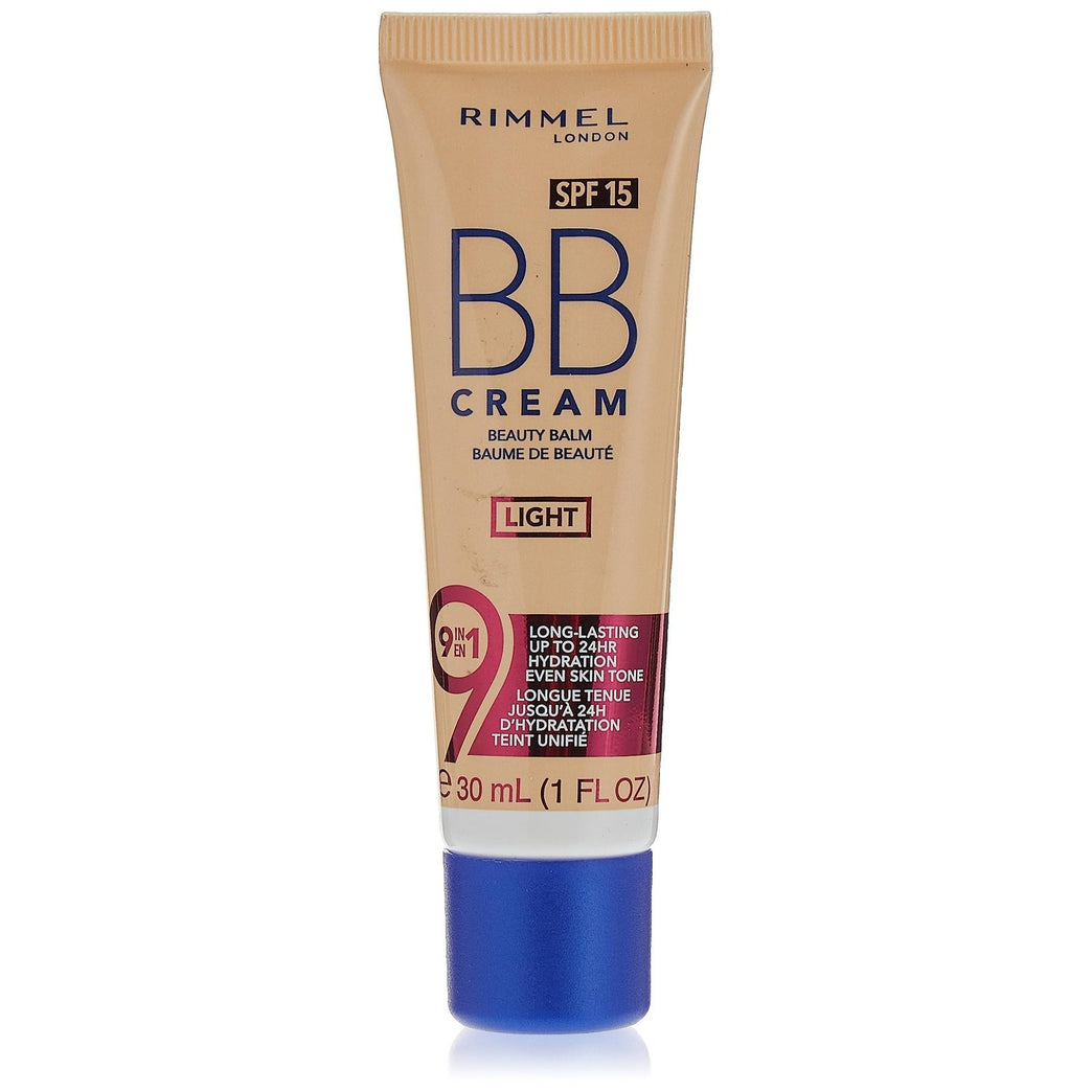 Rimmel London 9-in-1 Skin Perfecting & Brightening BB Cream, Light Tone, 30ml, Pink