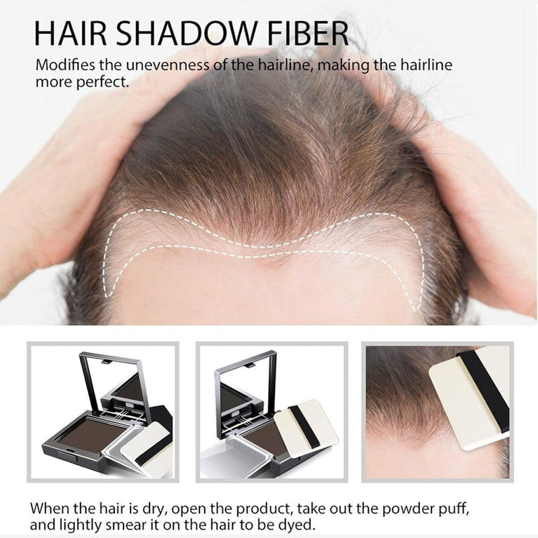 Instantly Hairline Shadow - Hairline Powder - Quick Cover Grey Hair in Hair Regrowth Treatments - Windproof Sweatproof Hair Touch-Up for Root Concealer - Long Lasting with Mirror & Puff ((Dark brown))