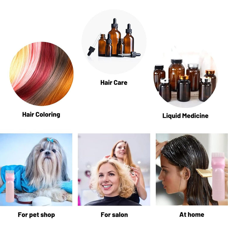 Hair Dye and Oil Applicator Bottle Set - Pink